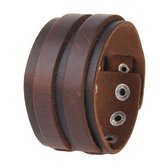 Leren Armband - Drukknopen - Heren - Bruin