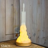 Stacy Falcon Heavy - Raket lamp 25 cm - Nachtlamp Astronaut, NASA - Houten standaard - Warme Verlichting