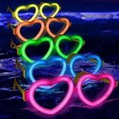Doodadeals® | Glow in the Dark Partypakket | fluoriserende brillen | 10 stuks | Gele Hartjes