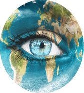 Vrouwen oog met wereldkaart - Foto op Dibond - ⌀ 40 cm