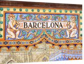 Beroemd keramisch tegelmozaïek van Barcelona in Sevilla - Foto op Dibond - 60 x 40 cm