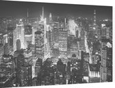 Zwart en wit luchtfoto van downtown New York City - Foto op Dibond - 90 x 60 cm