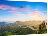 Panorama van de Grote Chinese Muur bij zonsopkomst - Foto op Dibond - 60 x 40 cm