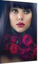 Vrouw met rozen - Foto op Dibond - 40 x 60 cm