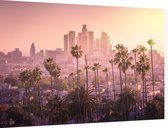 Palmbomen voor de prachtige skyline van Los Angeles - Foto op Dibond - 60 x 40 cm