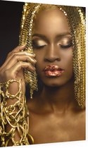 Vrouw met gouden haar - Foto op Dibond - 40 x 60 cm