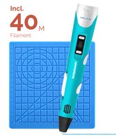 Dailygoods 3D Pen Starterspakket - Inclusief Tekenmat - Inclusief 40 meter Filament - 3D printer- 3D pen Kinderen - Blauw - Cadeau