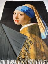 Sjaal schilderij Het meisje met de parel, Johannes Vermeer wintersjaal 2 kanten