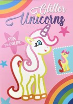 Glitter kleurboek van Unicorn met 24 ontwerpen