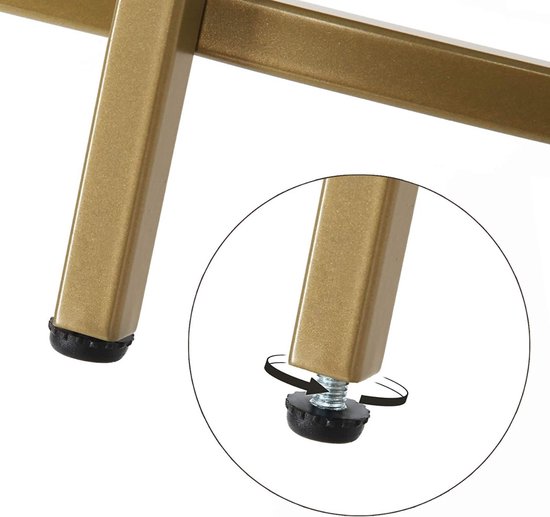 Hoppa! Salontafel Rond - Goudkleur - Glas/Metaal - 84x84x45,5