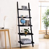 boekenkast, Ladder plank, 5 laags muur-Leunende boekenplank Ladder boekenkast, eenvoudige moderne houten opslag weergeven plank voor thuis, woonkamer, keuken en kantoor, Multifunct