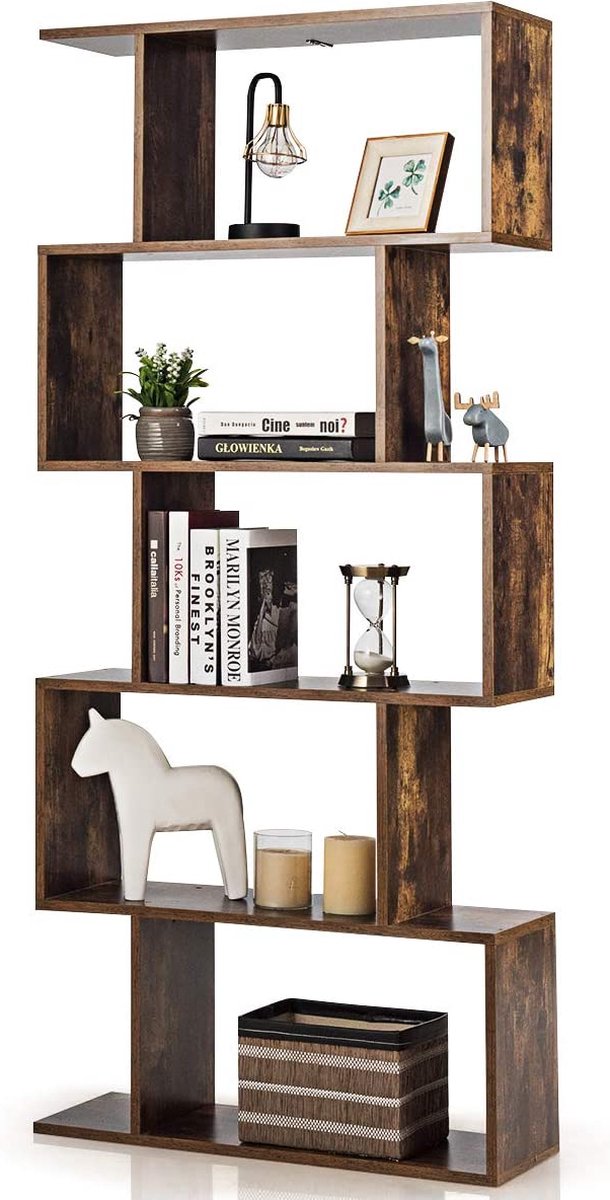 YMYNY Boom Boekenplank, Boekenkast met 4 Planken, Moderne houten Opbergkast voor Boeken/Films/Cd's, Smalle Vertoningsplank voor Slaapkamer, Home office, Rustiek Bruin HBC014H YMYNY Boom Boekenplank, Boekenkast met 4 Planken, Moderne houten Opbergkast voor Boeken/Films/Cd's, Smalle Vertoningsplank voor Slaapkamer, Home office, Rustiek Bruin HBC014H