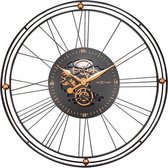 Roman Gear Clock XXL - 90.5cm - Zwart/Goud - Metaal - NeXtime