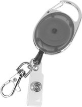 Fako Bijoux® - Uittrekbare Sleutelhanger Met Koord Duo - Uittrekbare Pasjeshouder - Skipashouder - Nylon - 36x56mm - Transparant - Zwart