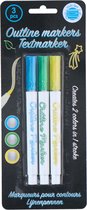 Outline Zilver Stiften - blauw - groen - geel