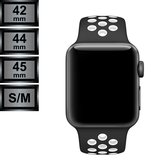 RipaWare Sport Watch bandje - Compatible met Apple - Silicone - 42, 44, 45mm - S/M - zwart / wit