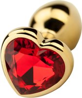 Buttplug hart rood en goudkleur metaal, anaal plug voor beginner
