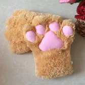 Licht bruine Kattenhandschoenen Furry Handschoenen voor Cosplay