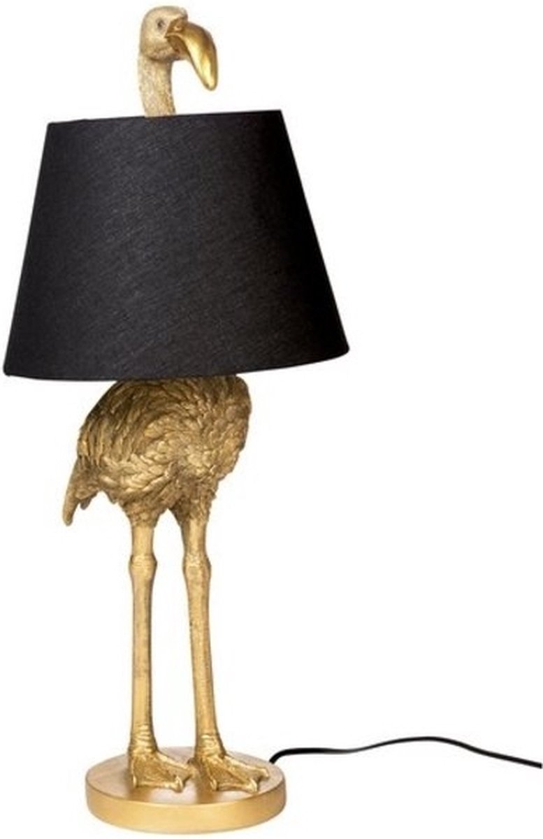 Tafellamp - Tafellamp Slaapkamer - Tafellamp Industrieel - Tafellampen Woonkamer - Tafellampen - Flamingo - Goud - 71 cm hoog