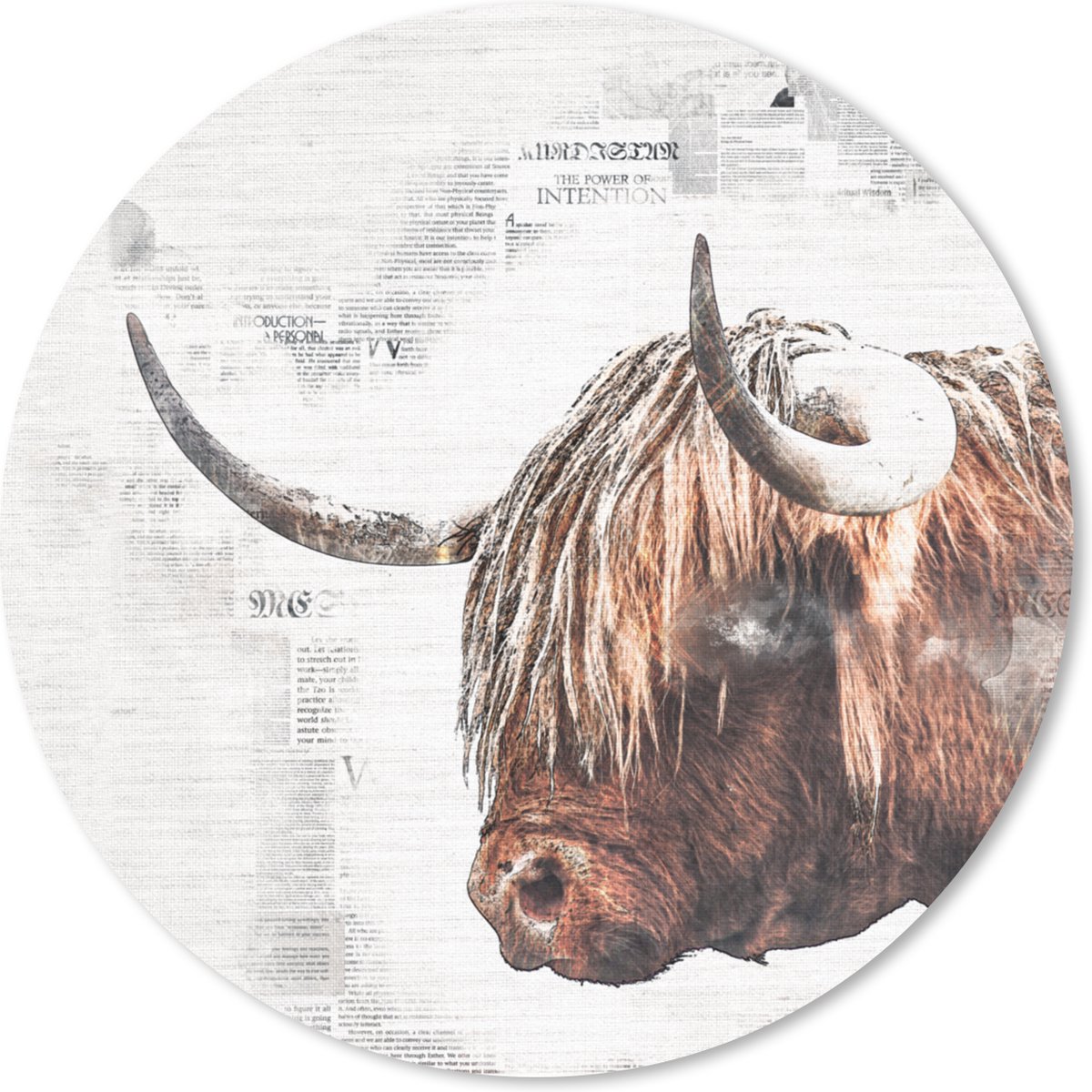 Muismat rond 30x30 cm - Mousepad Schotse Hooglander - Abstract - Ronde muismatten
