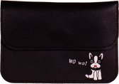 Schoudertasje zwart met hondje Wo Wo - 12,5x18cm