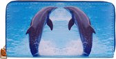 Portemonnee met 2 dolfijnen die rechtop uit water springen - 19,5x10cm