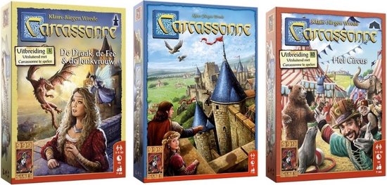 Afbeelding van het spel Spellenbundel - 3 Stuks - Carcassonne & Uitbreidingen De Draak, De Fee en De Jonkvrouw & Het Circus