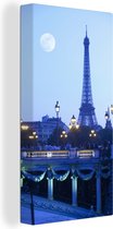Tableau Toile Tour Eiffel - Lune - Paris - 20x40 cm - Décoration murale
