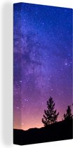 Tableau sur toile Voie lactée violette sur une zone montagneuse - 20x40 cm - Décoration murale