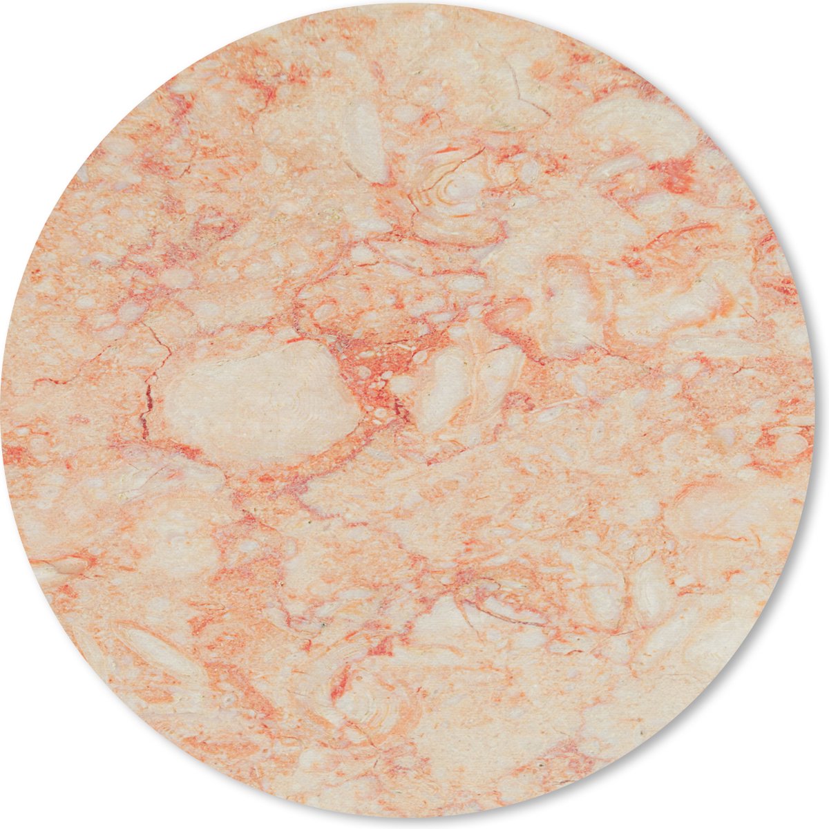 Muismat rond 20x20 cm - Mousepad Marmer - Rood - Oranje - Ronde muismatten