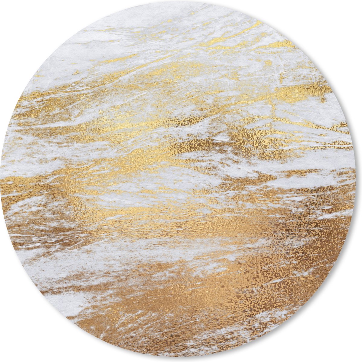 Muismat rond 20x20 cm - Mousepad Marmer - Grijs - Goud - Ronde muismatten