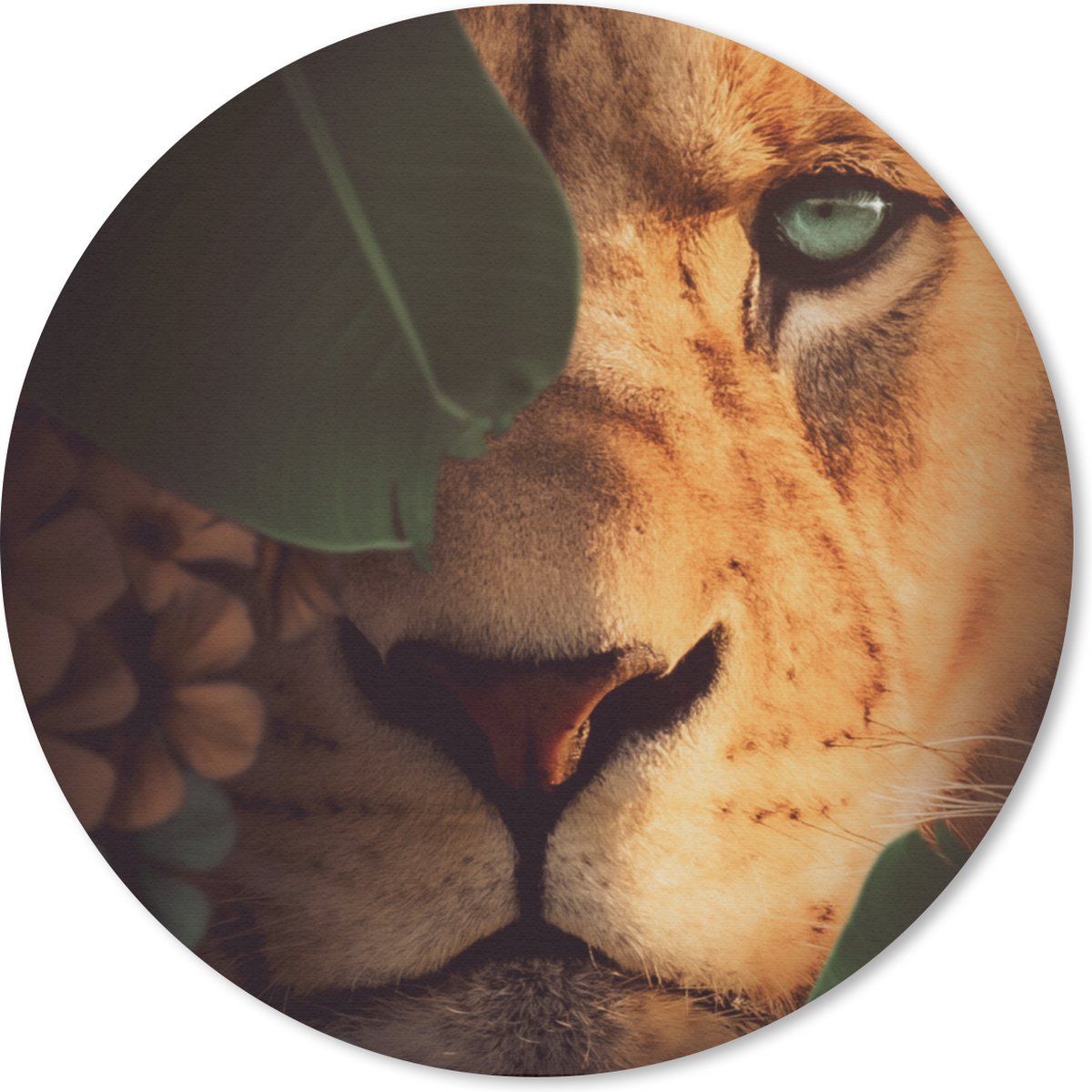 Muismat rond 30x30 cm - Mousepad Planten - Jungle - Leeuw - Ronde muismatten