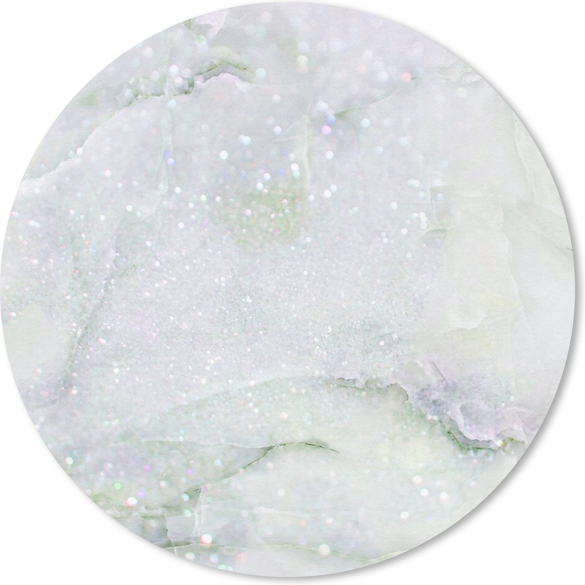 Muismat rond 20x20 cm - Mousepad Marmer - Zilver - Groen - Ronde muismatten