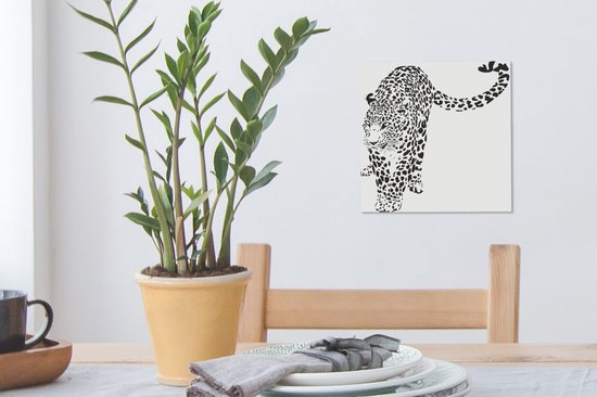 Une illustration d'une toile léopard rampante 20x20 cm - petit - Tirage photo sur toile (Décoration murale salon / chambre) / Animaux sauvages Peintures sur toile