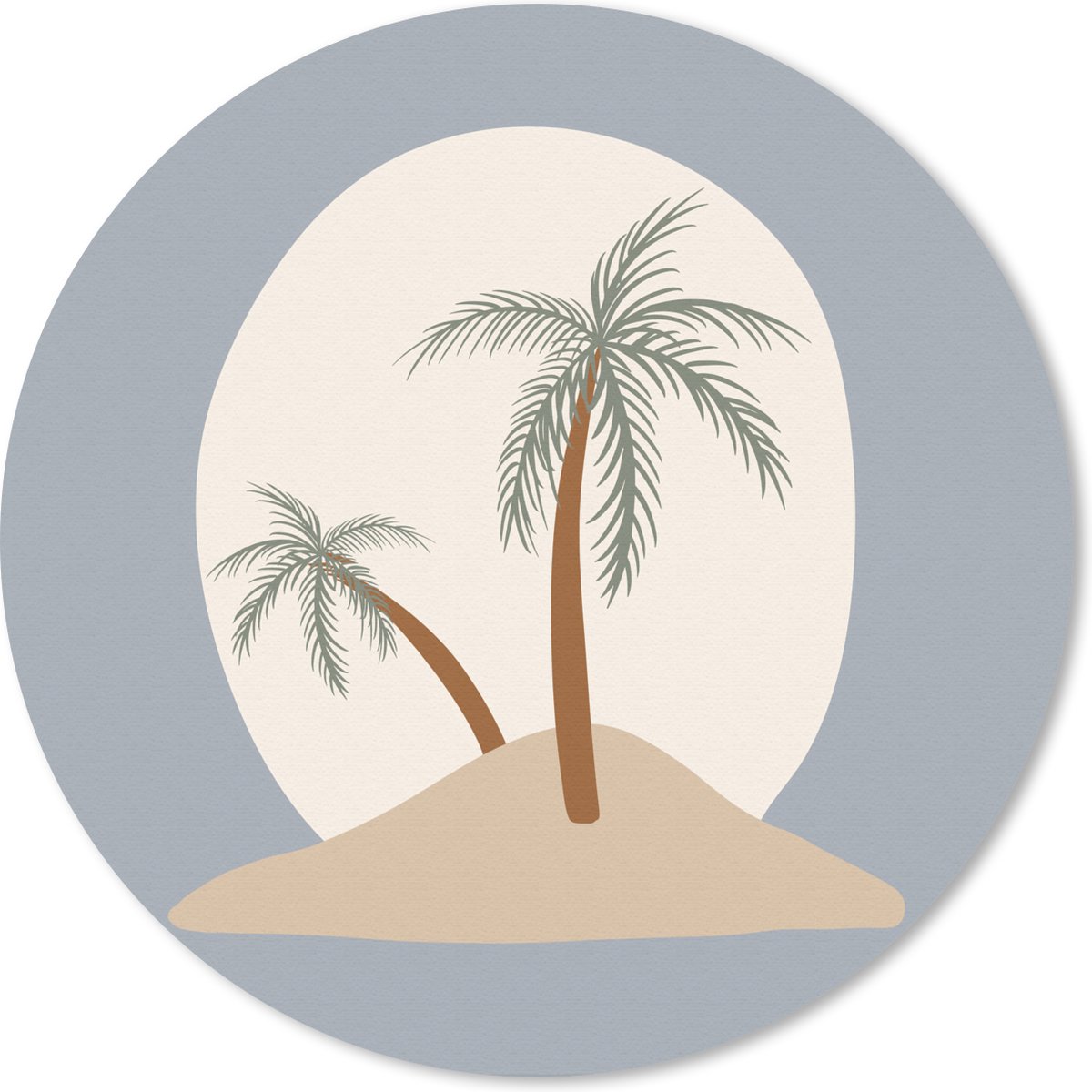 Muismat rond 30x30 cm - Mousepad Palmboom - Pastel - Zomer - Blauw - Ronde muismatten