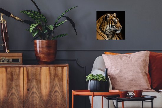 Affiche Tigre - Tête d'Animal - Zwart - 30x30 cm