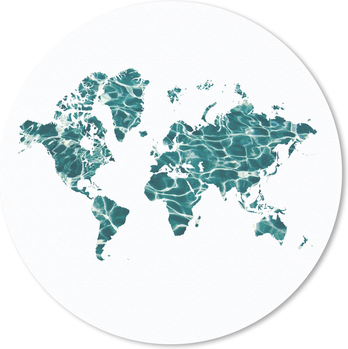 Muismat rond 20x20 cm - Mousepad Wereldkaart - Zee - Wit - Ronde muismatten