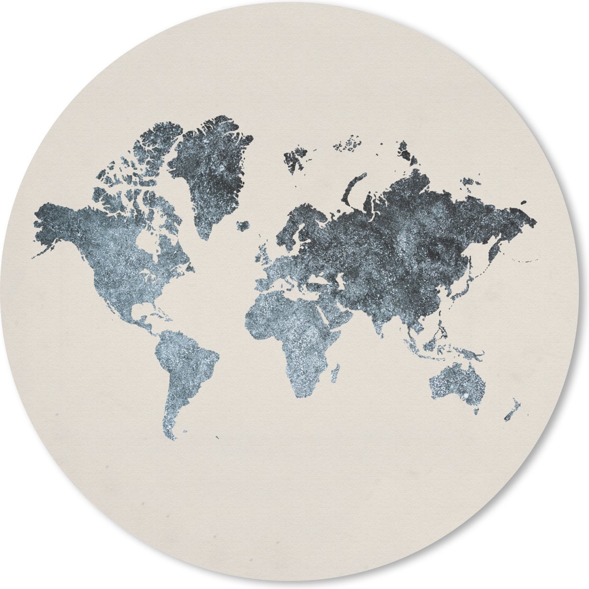 Muismat rond 20x20 cm - Mousepad Wereldkaart - Grijs - Zilver - Ronde muismatten