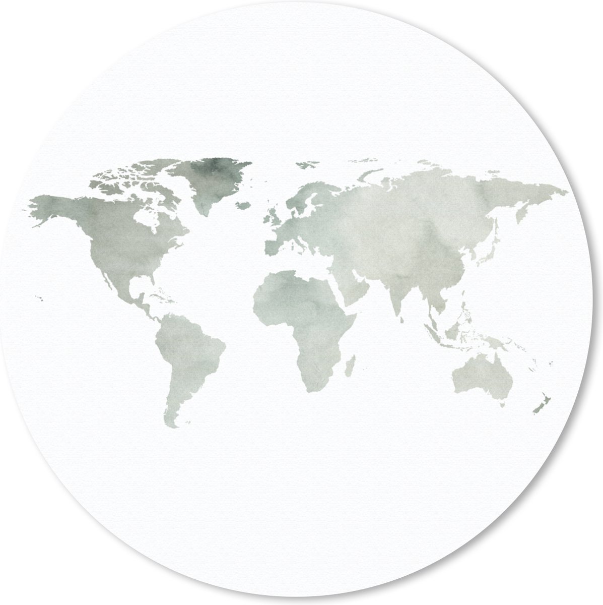 Muismat rond 20x20 cm - Mousepad Wereldkaart - Grijs - Simpel - Ronde muismatten