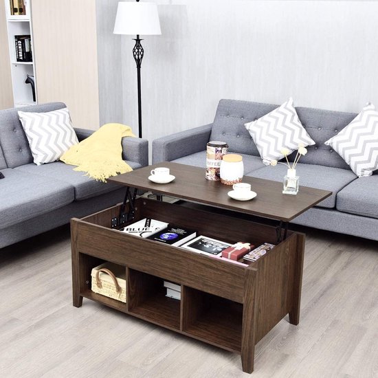 JEFFORDOUTLET In hoogte verstelbare salontafel, 3-in-1 uittrekbare ruimtebesparende eettafel voor eetkamer, woonkamer en meer (bijgewerkte houtnerf