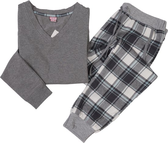 La-V pyjama sets voor Meisjes  met  jogging broek van flanel  Grijs 140-146