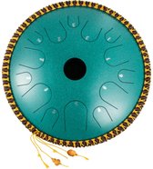 Autura Steel Tongue Drum - 14 Noten - Hangdrum - Yoga Drum - Handpan - 36CM - Mineraal Groen