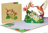 Popcards popupkaarten – Kolibrie bij Strelitzia paradijsvogelplant Honingzuiger Vogel Bloemen Vriendschap Leven Optimisme Vrijheid pop-up kaart 3D wenskaart