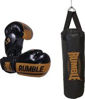 Rumble bokszak Kinderen Set Ready 3.0 Zwart/Goud 70cm Bokshandschoen 6 Oz