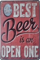 Metalen wandbord wandplaat The Best Beer Is An Open One - Bier mancave verjaardag cadeau vaderdag kerst sinterklaas