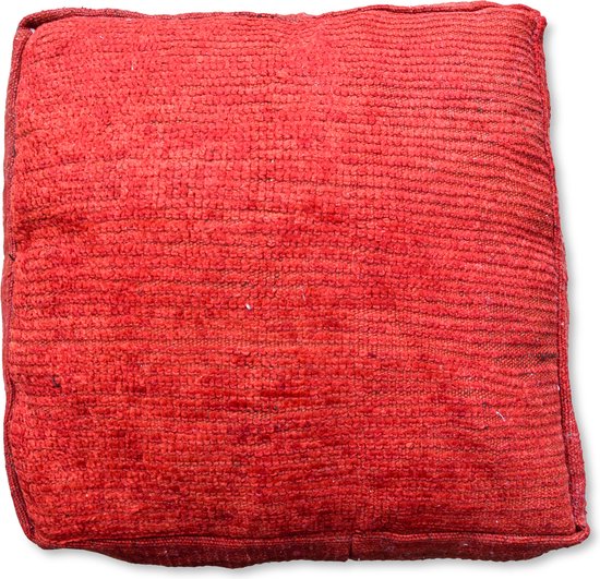 Kelim poef Rood - Bohemian vloerkussen - handgeweven uit natuurlijke materialen - ongevuld