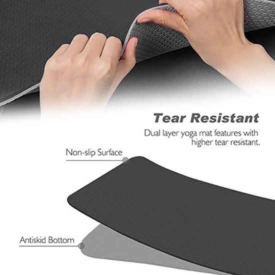 ARMENTI - Premium Yoga mat - Anti slip (extra dik) - Eco friendly Zero waste Duurzaam - TPE - Fitness - Zwart  - Opbergkoord - Kerstcadeau — afbeelding 5
