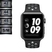 Smartwatch Bandje geschikt voor Apple Watch 42/44/45mm S/M - Silicone Sportbandje Nike Look - Zwart / Grijs