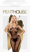 Penthouse Lingerie Dirty Mind - Erotische Catsuit - Maat XL - Zwart