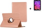 iPad Mini 6 2021 Hoesje - iPad Mini 6 2021 Screenprotector - 8.3 inch - Tablet Cover Book Case Rose Goud + Tempered Glass